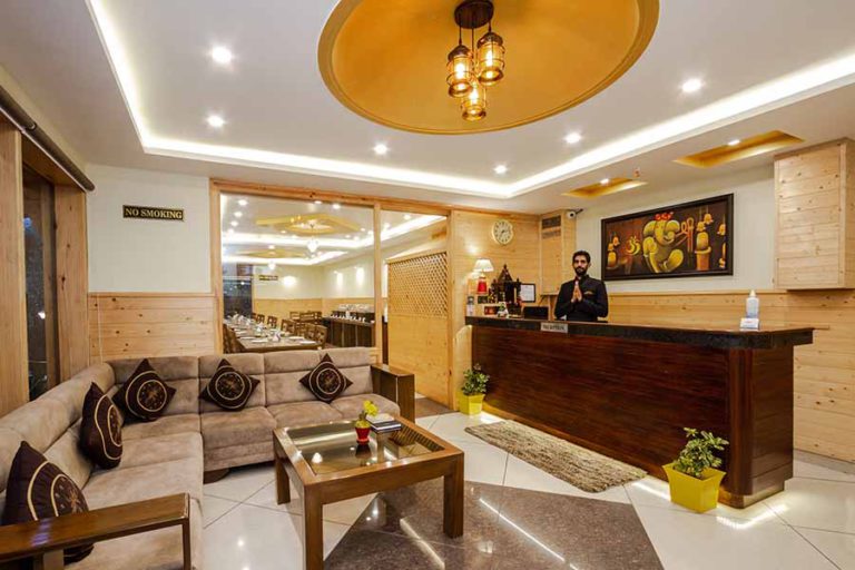 Welcoming hotel lobby at a Pineberry property